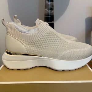 Michael Kors Beige Knit Slip-On Sneakers